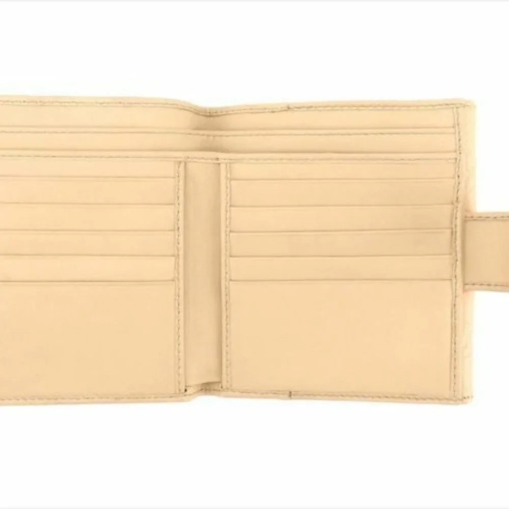 Auth Gucci Wallet Purse Guccissima Beige Gold leather Mens
